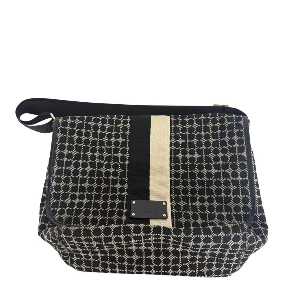 Kate Spade New York Womens Messenger Crossbody Geometric Print Black/Gray Bag